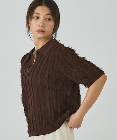 フリンジニットポロ