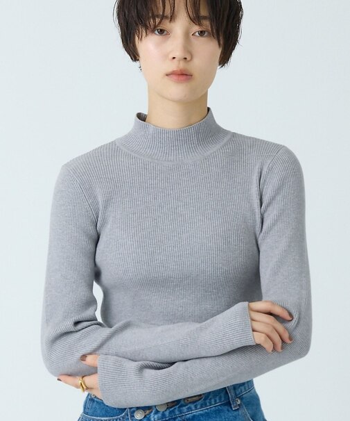 リブタートルネックニット