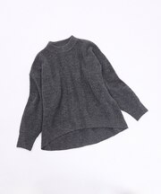 畦編みモックネックプルオーバー