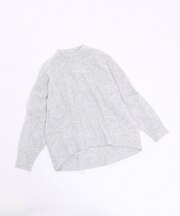 畦編みモックネックプルオーバー