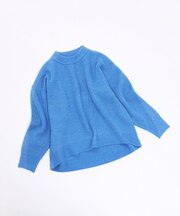 畦編みモックネックプルオーバー