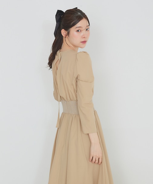 ウエストリブバルーンワンピース