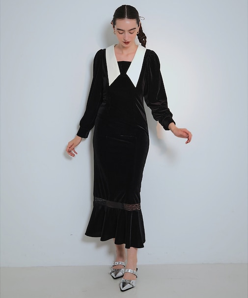 2wayベロアマーメイドワンピース