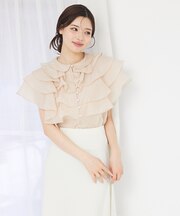 ラッフルフリルパールボタンブラウス