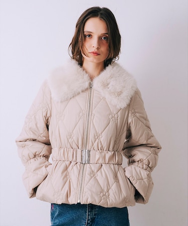 オリジナルロゴフラワー刺繍中綿ジャケット