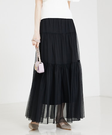 チュールティアードスカート