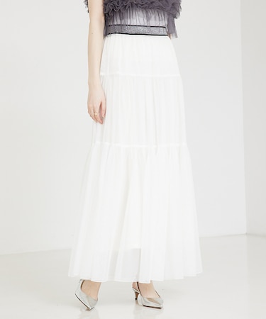 チュールティアードスカート