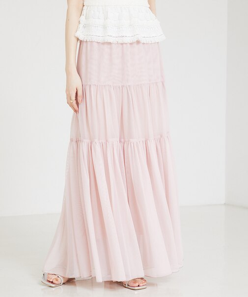 チュールティアードスカート