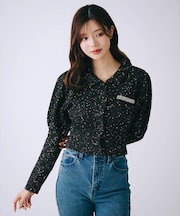 ラメネップニットビジュー付カーディガン