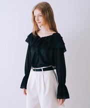 ラッフルドビーストライプブラウス