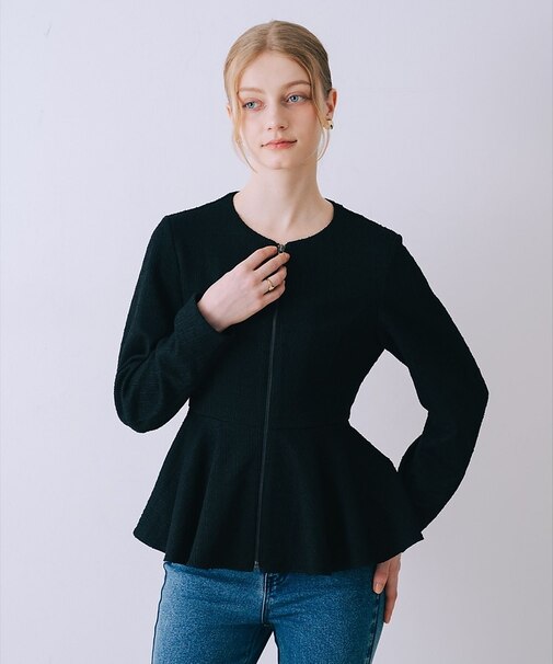 ペプラムカットツイードジャケット