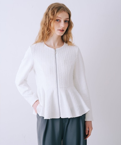 ペプラムカットツイードジャケット