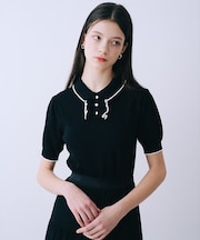 前立てフリルパフショルニット