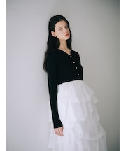 【kariさんコラボ】カーディガン×ニットドッキングチュールワンピースセット