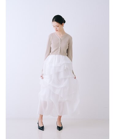 【kariさんコラボ】カーディガン×ニットドッキングチュールワンピースセット