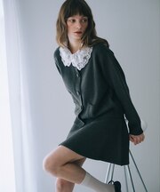 【kariさんコラボ】レース衿カーデ×ミニスカートSET