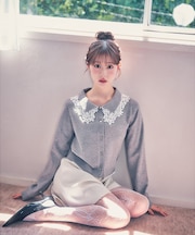 【加藤美南さんコラボ】衿レースニットカーディガン