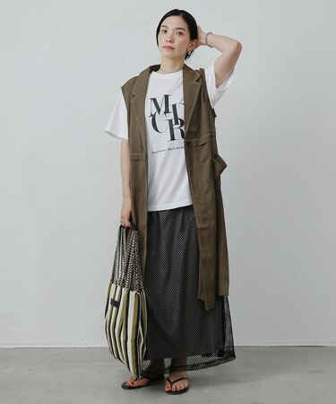 メッシュレイヤードスカート