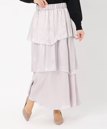 アシンメトリーサテンスカート