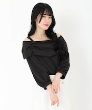 オフショルギャザーブラウス