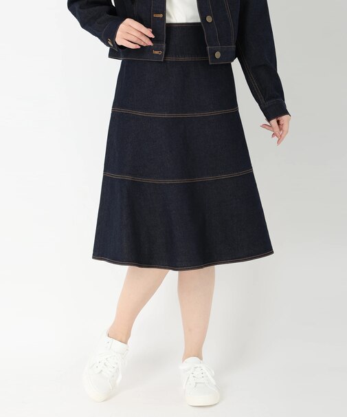 ティアードデニムフレアスカート