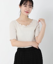 ナチュラルテレコ5分袖トップス