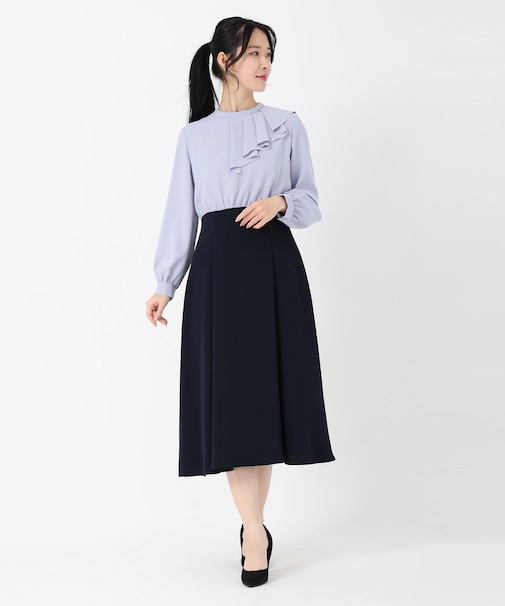アシンメトリーフリルワンピース
