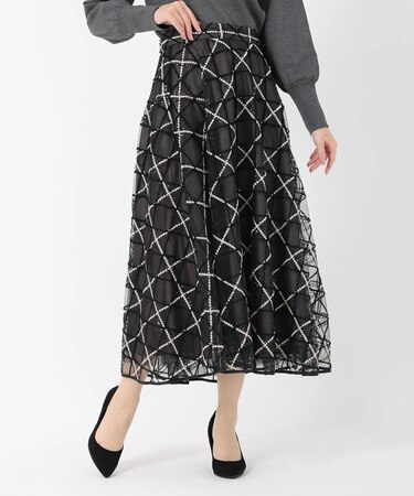 刺繍チュールフレアースカート