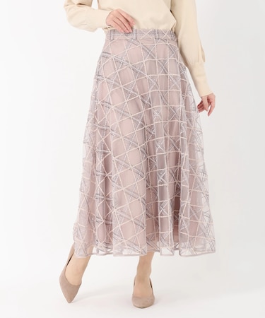 刺繍チュールフレアースカート