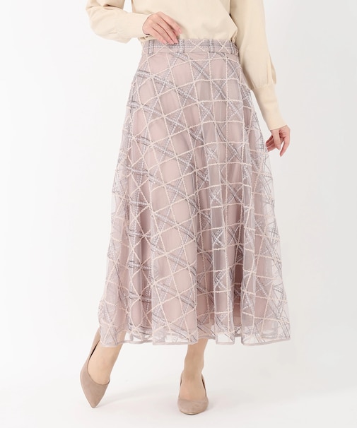 刺繍チュールフレアースカート