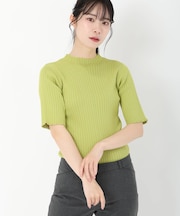 ランダムリブ5分袖ニット