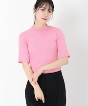 ランダムリブ5分袖ニット