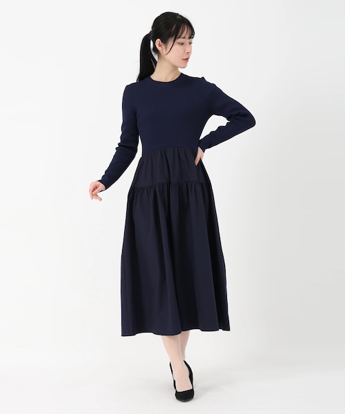 ニット*タフタドッキングワンピース｜ストロベリーフィールズの