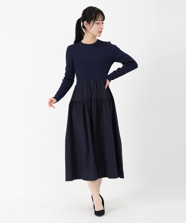 ニット*タフタドッキングワンピース