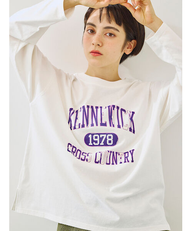 柄アソートフロッキープリントロングTシャツ