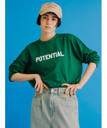 柄アソートフロッキープリントロングTシャツ