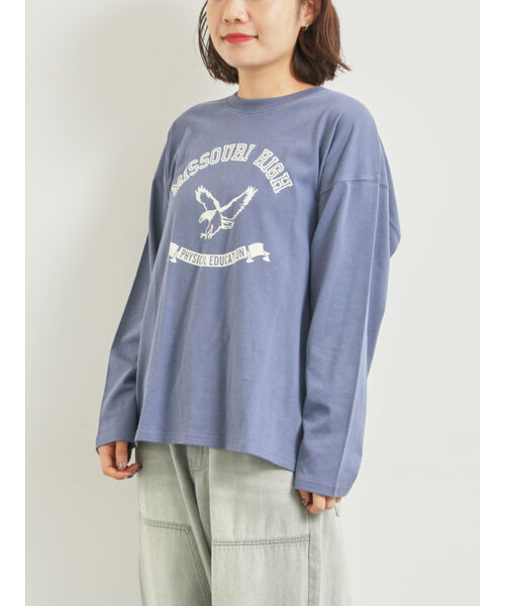 柄アソートフロッキープリントロングTシャツ