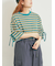 マルチボーダー袖スリットリボンTシャツ