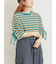 マルチボーダー袖スリットリボンTシャツ
