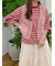 マルチボーダー袖スリットリボンTシャツ
