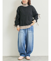 デニムニーパッチパンツ