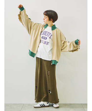 裏毛ダメージ加工ナロースカート
