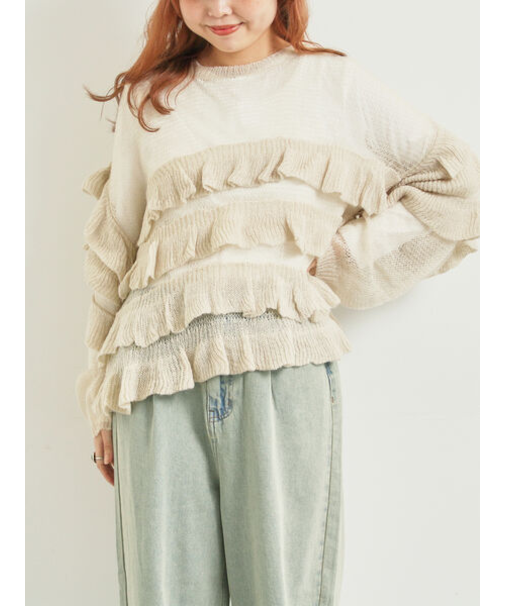 インナーSETモヘアタッチシアーフリルニット