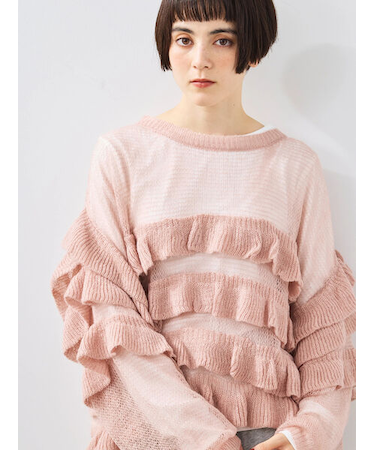 インナーSETモヘアタッチシアーフリルニット