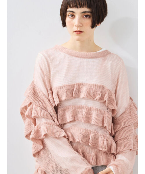 インナーSETモヘアタッチシアーフリルニット