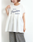 [接触冷感]切替ギャザーロゴプリントフレンチ袖Tシャツ