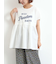 [接触冷感]切替ギャザーロゴプリントフレンチ袖Tシャツ