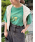 ピグメント加工メロー切替ロゴプリントTシャツ