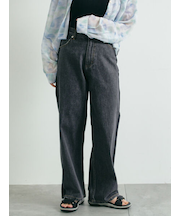 デニム配色ラインパンツ