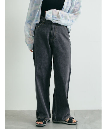 デニム配色ラインパンツ